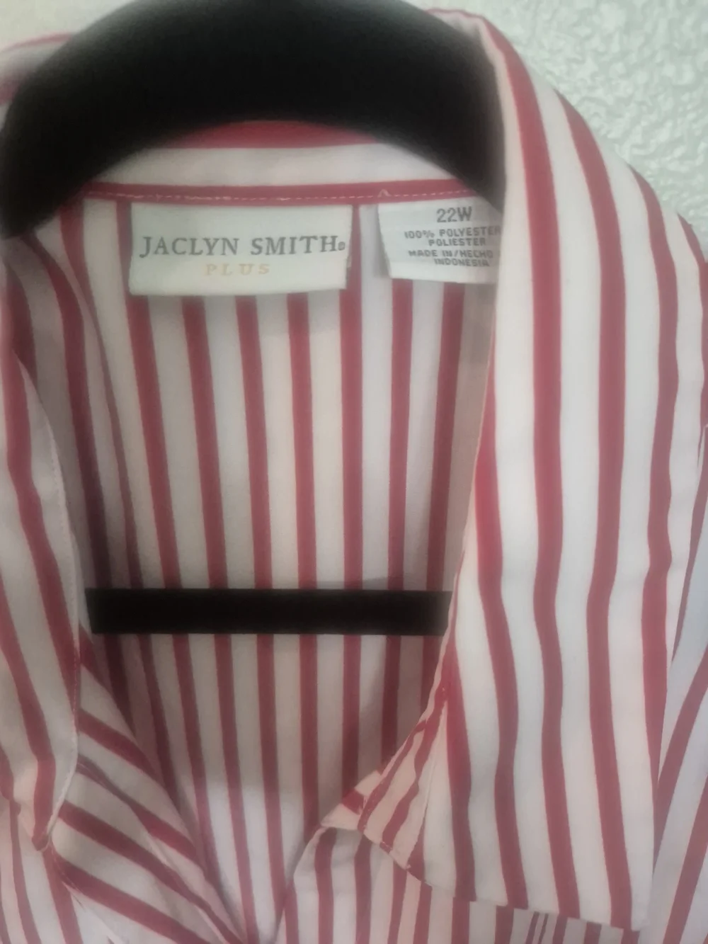 Jaclyn Smith Pink and White Striped Short-Sleeve Button-Down Shirt